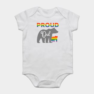 Rainbow Pride Flag Bear Proud Father and Gay Cub Baby Bodysuit